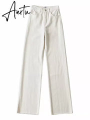 Straight Jeans Women High Waist Streetwear Light Blue Boyfriend Denim Pants Ladies Wide Leg White Jeans For Women Aiertu