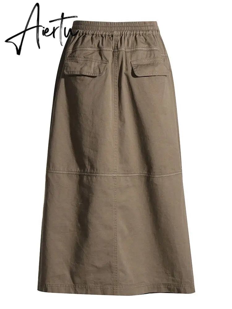Streetwear Loose Skirt For Women High Waist Patchwork Pockets Sexy Fashion Skirts Female Summer Clothing New Style Aiertu