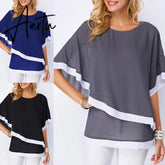 Summer Chiffon T-shirts Women's Bat Sleeves Irregular T Shirt Women Clothing Stitching Half Sleeve Tee Shirt Top Aiertu