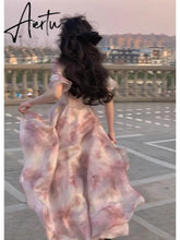 Summer Elegant Vintage Dress Office Lady Short Sleeve Beach Style Party Dress Woman Floral One Piece Dress Korean Fashion Aiertu