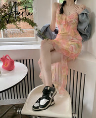 Summer Japanese Sweet Long Dress Women College Style Ruffle Edge Designer Kawaii Female Halter Off Shoulder Chic Dress Aiertu