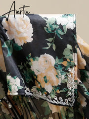 Summer Loose Shirts For Women Peter Pan Collar Lantern Sleeve Casual Temperament Hit Color Blouse Female Fashion Aiertu