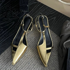 Summer New Brand Women Sandal Fashion Pointed Toe Hollow Out Ladies Elegant Sandal Thin Low Heel Dress Pumps Aiertu