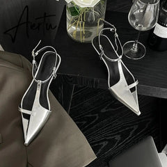 Summer New Brand Women Sandal Fashion Pointed Toe Hollow Out Ladies Elegant Sandal Thin Low Heel Dress Pumps Aiertu