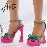 Summer New Sexy Party Women Sandals Platform High Heels Ballroom Fashion Shoes For Woman Ankle Strap Prom Sandals Ladies Aiertu