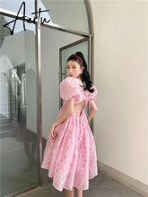 Summer Pink Elegant Sweet Dress Women Kawaii Casual Korean Princess Dress Female Princess Beach Fairy Dress Aiertu
