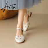 Summer Retro Women Sandals Women Shoes Ladies Casual Shoes Low Heel Chunky Sandals Gladiator Fashion Chaussures Romaines Aiertu