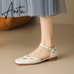 Summer Retro Women Sandals Women Shoes Ladies Casual Shoes Low Heel Chunky Sandals Gladiator Fashion Chaussures Romaines Aiertu