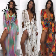 Summer Sexy Beach Cover Up Women Dress Tunic Pareos Ladies Kaftan Robe Cover-up Woman Beach Wear Swimsuit Aiertu