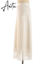 Summer Solid Bodycon Skirt Female High Waist Spliced Tassel Slim Casual Skirt Women Style Fashion Clotthing Aiertu