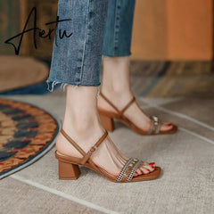 Summer Women Shoes Transparent PVC Chunky Heel Sandals High Heel Shoes for Women Concise Women Heels Aiertu