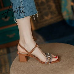Summer Women Shoes Transparent PVC Chunky Heel Sandals High Heel Shoes for Women Concise Women Heels Aiertu