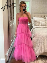 Summer Women'S Dresses One-line Neck Suspender Sleeveless Solid Color Dress Sexy Open Back Mesh White Cake Long Dress Aiertu