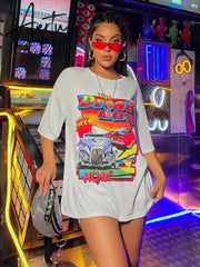 sunfiz YF DreamCar T Shirt Casual Short Sleeve Black T-shirts Cute Tees Long Graphic Tops Womens Tees Tops Female Summer Tees Aiertu