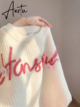 Urban Lovely Suits Short Flower Letter Knitted Sweater + Women Design Wide-leg Casual Pants Milky Kawaii Set/Single Piece Aiertu