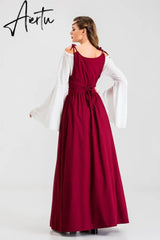 Victoria Greek goddess Retro Middle Ages Dress Halloween Carnival Medieval princess Cosplay Costumes for Women Lace Dresses Aiertu
