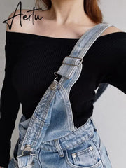 Vintage Denim Overalls for Women Baggy Jeans Spring Summer Casual Jumpsuits High Waist Straight Trousers Cargo Pants Female Aiertu