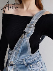 Vintage Denim Overalls for Women Baggy Jeans Spring Summer Casual Jumpsuits High Waist Straight Trousers Cargo Pants Female Aiertu