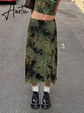 Vintage Floral Print Long Skirt y2k Aesthetic Women Low Rise Straight Midi Skirts Casual Streetwear Outfits Retro Basic Aiertu