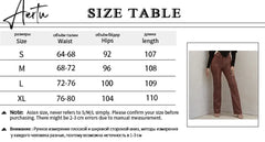 Vintage High Waist Button Pocket Straight Loose Legs Women's Trousers Autumn PU Faux Leather Elegant Female Pants Aiertu