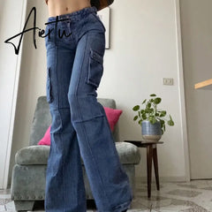 Vintage Slim Jeans Low Rise Jeans Women Spring Autumn Streetwear Denim Trousers Femme Vintage Casual Flare Pants Chic Aiertu