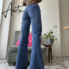 Vintage Slim Jeans Low Rise Jeans Women Spring Autumn Streetwear Denim Trousers Femme Vintage Casual Flare Pants Chic Aiertu