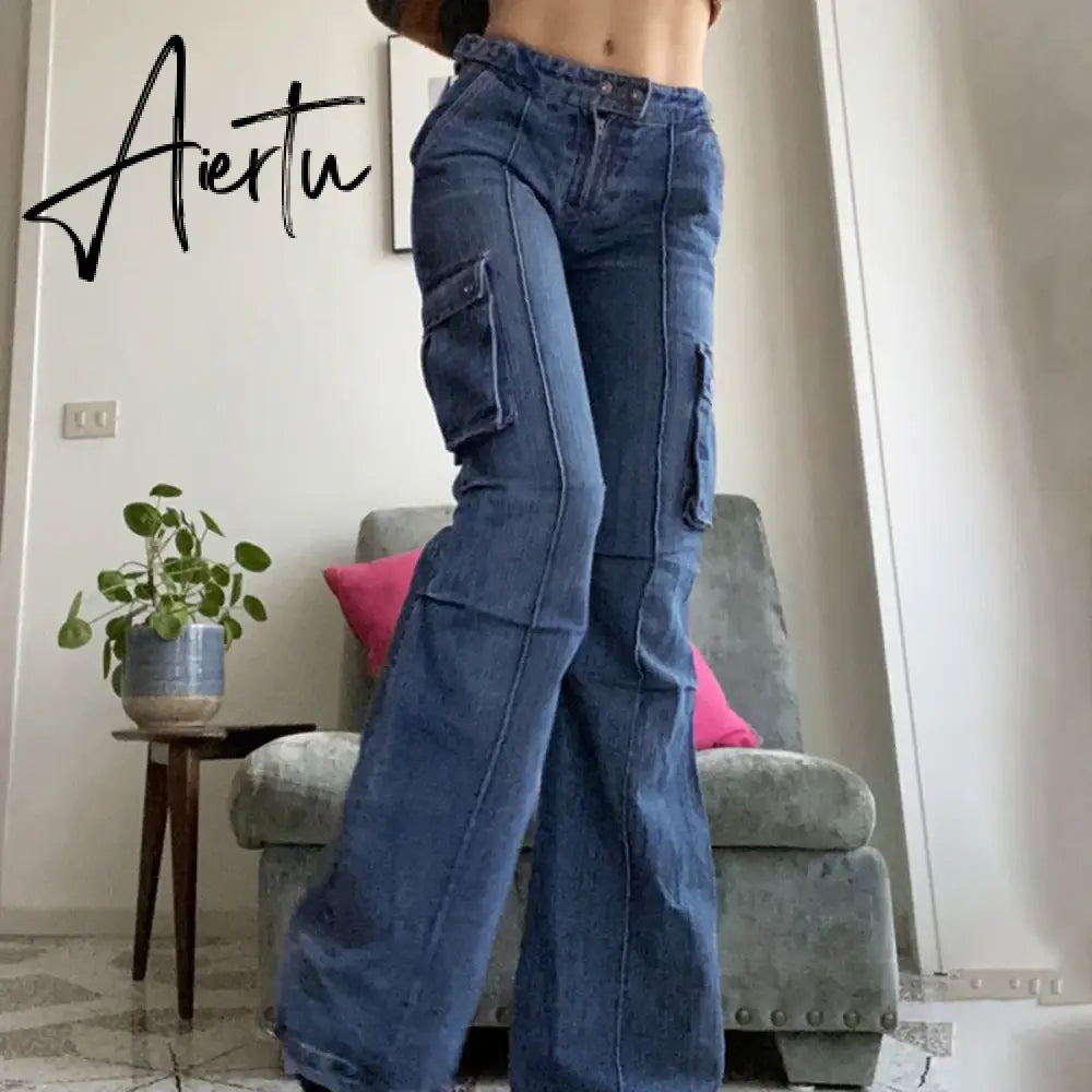 Vintage Slim Jeans Low Rise Jeans Women Spring Autumn Streetwear Denim Trousers Femme Vintage Casual Flare Pants Chic Aiertu
