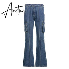 Vintage Slim Jeans Low Rise Jeans Women Spring Autumn Streetwear Denim Trousers Femme Vintage Casual Flare Pants Chic Aiertu