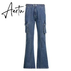 Vintage Slim Jeans Low Rise Jeans Women Spring Autumn Streetwear Denim Trousers Femme Vintage Casual Flare Pants Chic Aiertu