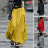 Vintage Summer Skirts Women High Waist Solid Cotton Linen Skirt Saia Female Beach Maxi Long Skirts Jupe Faldas 7 Aiertu