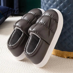 Waterproof Non-Slip Home Slippers Winter Warm Women Indoor Cotton Men Non-slips Ladies Soft Slippers Memory Foam Couples Shoes Aiertu