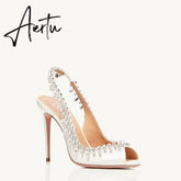 Wedding Crystal Women Pumps Transparent Sexy Ankle Strap Rhinestones Tassel Pendant High Heels Fashion Summer Party Prom Shoes Aiertu