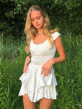 White Dots Women Sleeveless Romper Tiered Wide Leg Summer Playsuit Elastic Smocking Square Collar Overall Aiertu