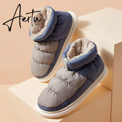 Winter Ankle Boots Women Cottons Warm Shoes Female Ankle Boots Classic Stitching High-top Couples Soft Warm Down Snow Boots Aiertu
