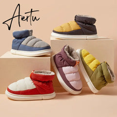 Winter Ankle Boots Women Cottons Warm Shoes Female Ankle Boots Classic Stitching High-top Couples Soft Warm Down Snow Boots Aiertu