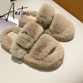 Winter Fashion Soft Warm Comfort Flat Fur Slipper Brand Designer Slip On Loafers Mules Flip Flops Casual Ytmtloy Indoor Aiertu