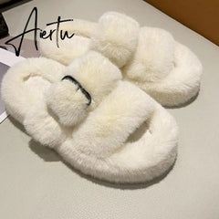 Winter Fashion Soft Warm Comfort Flat Fur Slipper Brand Designer Slip On Loafers Mules Flip Flops Casual Ytmtloy Indoor Aiertu
