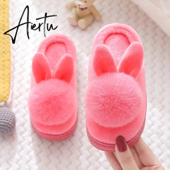 Winter Kids Slippers for Girls Indoor Toddler Boys Furry Fur Slides Home Baby Shoes Warm Anti-slip Children's Slipper CSH959 Aiertu