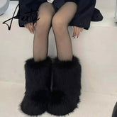 Winter Shoe Women's Winter Fluffy Faux Fox Fur Boots Woman Plush Warm Snow Boots Luxury Footwear Girls' Furry Fur Bottes Fashion Aiertu