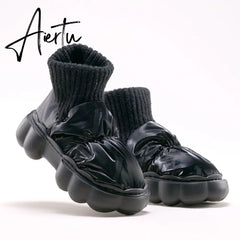 Winter Shoes for Women Keep Warm Fur Female Snow Boots Trendy Outside High Heels Light Woman Ankle Boot Botas Femininas Aiertu