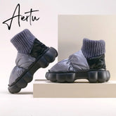 Winter Shoes for Women Keep Warm Fur Female Snow Boots Trendy Outside High Heels Light Woman Ankle Boot Botas Femininas Aiertu
