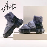 Winter Shoes for Women Keep Warm Fur Female Snow Boots Trendy Outside High Heels Light Woman Ankle Boot Botas Femininas Aiertu
