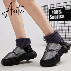 Winter Shoes for Women Keep Warm Fur Female Snow Boots Trendy Outside High Heels Light Woman Ankle Boot Botas Femininas Aiertu
