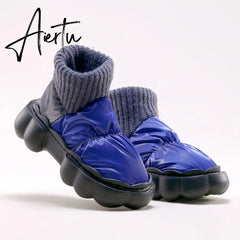 Winter Shoes for Women Keep Warm Fur Female Snow Boots Trendy Outside High Heels Light Woman Ankle Boot Botas Femininas Aiertu