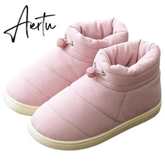 Winter Sonw Boots Women Shoes Warm Cotton Fabric Woman Boots Comfort Down Warm Shoes Thick Bottom Soft Flat Female Footwear Aiertu