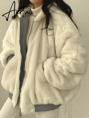 Winter Thicken Warm Parkas Women Oversized Kawaii Double Sided Hooded Coat Ladies Korean Fashion Casual Loose Zip Up Jackets Aiertu