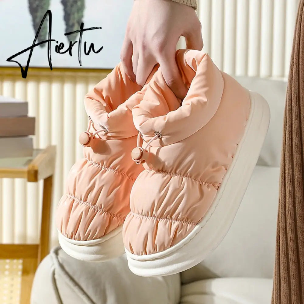 Winter Women's Shoes Trendy Chunky Female Boots Keep Warm Fur Comfortable Light Down Waterproof Pink Ladies Snow Boot Aiertu