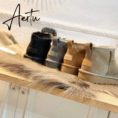 Women Australia Boots Designer Ultra Mini Platform Boot Chestnut Slippers Winter Warm Fur Cow Leather Wool Suede Snow Boots Aiertu