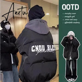 Women Black Down Jacket Coat Letter Fashion Hooded Streetwear Windproof Thicken Duck Down Feather Female Puffer Winter Outwear Aiertu