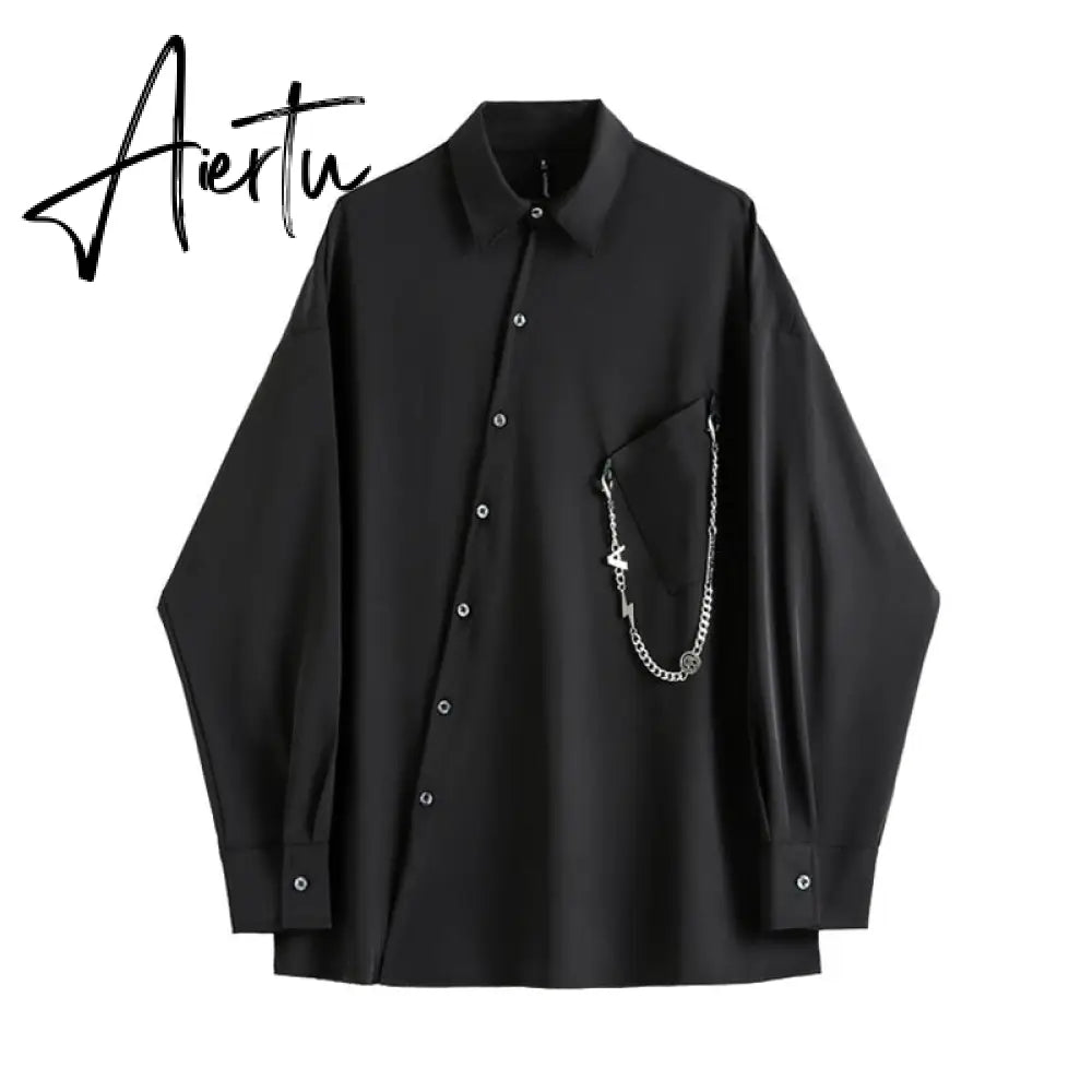 Women Black Gothic Shirt Autumn Long Sleeve Loose Fashion Casual Streetwear Vintage Harajuku Black Goths Blouse Tops Aiertu